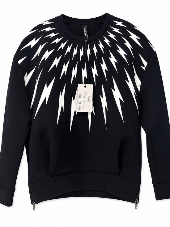 Neil Barrett Other - Neil Barrett BOLT Neoprene Bonded Oversized Side Zip Sweatshirt Size L Luxury